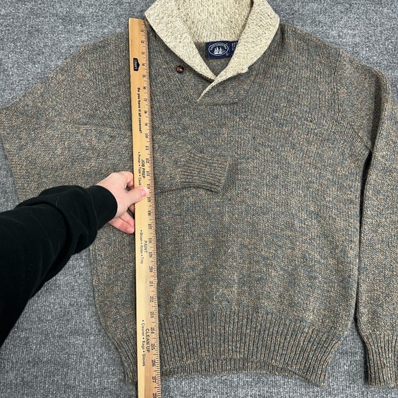 Vintage Boat House Row Sweater Men Large Marled Blue Brown Shawl Neck Loop USA - Picture 5 of 9
